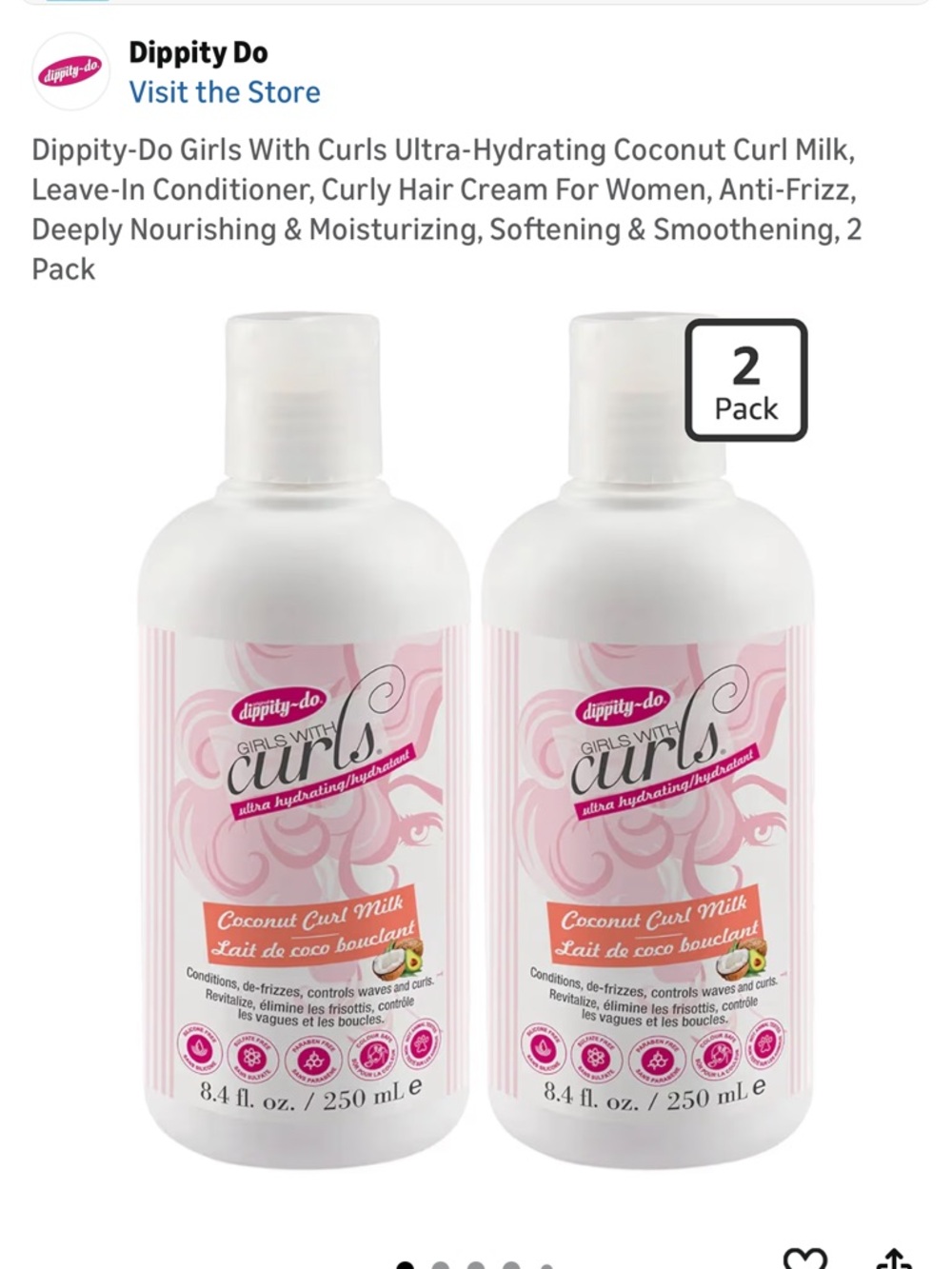 Girls With Curls Coconut Curl Milk - Pink (2 Pack)